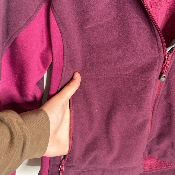Mammut Women’s Full-Zip Fleece Jacket Hooded Burgundy Pink Size L - Picture 2 of 8